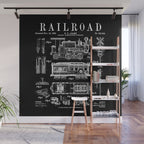 Railroad Railway Steam Locomotive Train Vintage Patent Print Wall Mural Gallery Image 1