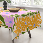 Retro Groovy Daisies - Orange, Pink, Very-Peri and Green  Tablecloth Gallery Image 3