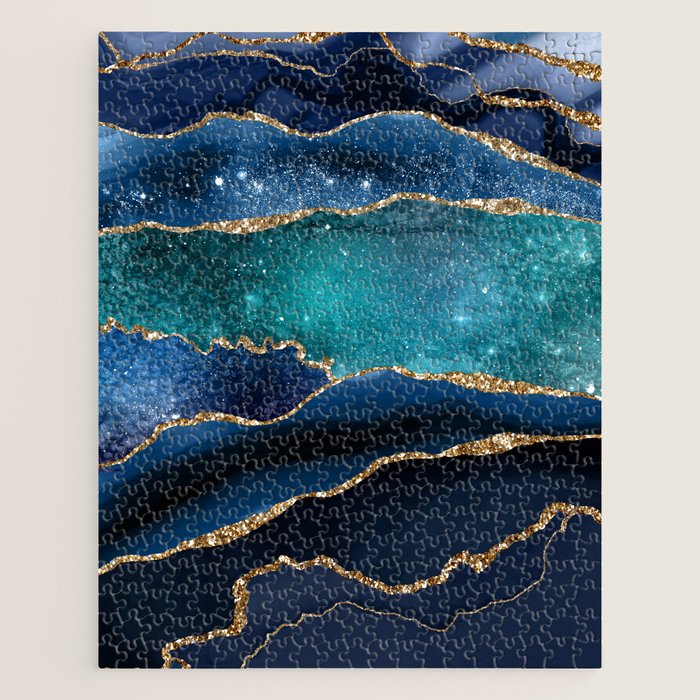 Blue Night Galaxy Marble Jigsaw Puzzle Gallery Image 1