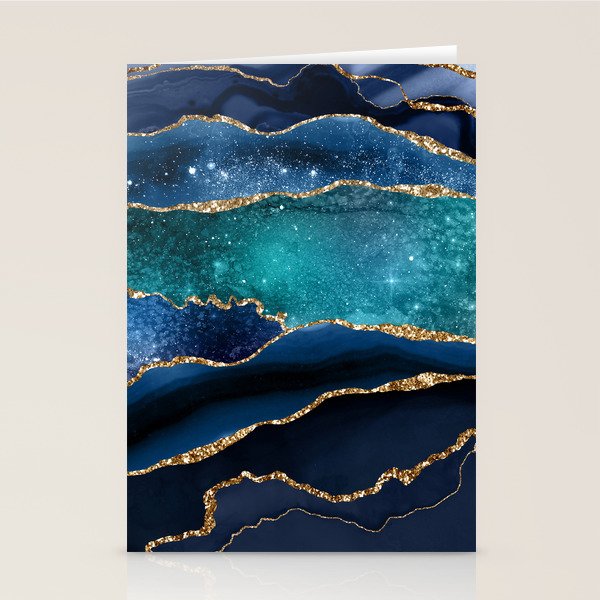 Blue Night Galaxy Marble Stationery Card Gallery Image 1