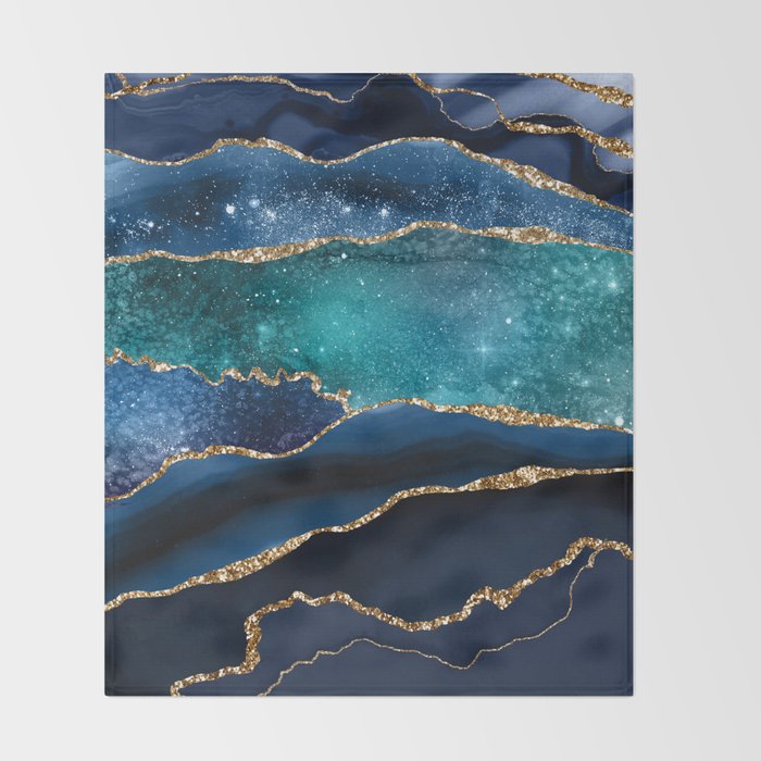 Blue Night Galaxy Marble Throw Blanket Gallery Image 2