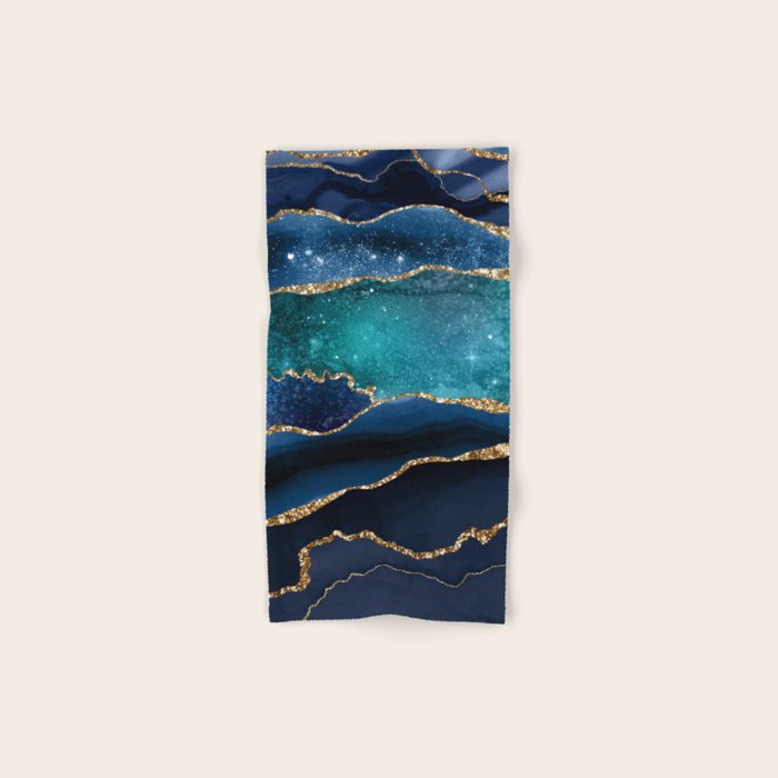Blue Night Galaxy Marble Bath Towel Gallery Image 1