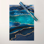 Blue Night Galaxy Marble Wrapping Paper Gallery Image 1