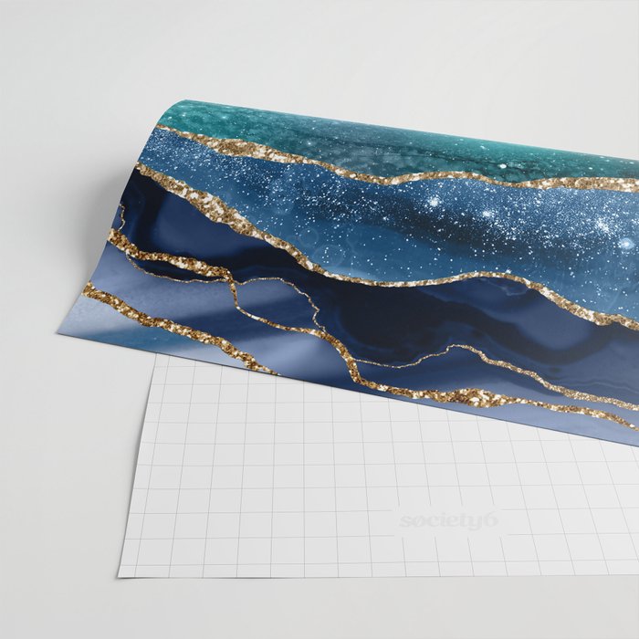 Blue Night Galaxy Marble Wrapping Paper Gallery Image 2