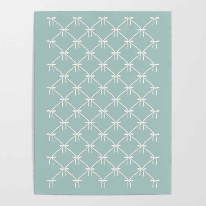Bows & Ribbons Pattern XXVIII Pastel Mint Green Poster Gallery Image 4