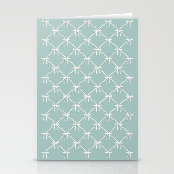 Bows & Ribbons Pattern XXVIII Pastel Mint Green Stationery Card Gallery Image 2