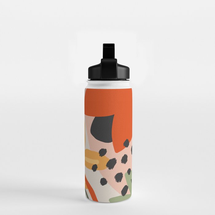 Flower Market Madrid, Abstract Retro Floral Print Water Bottle Gallery Image 2