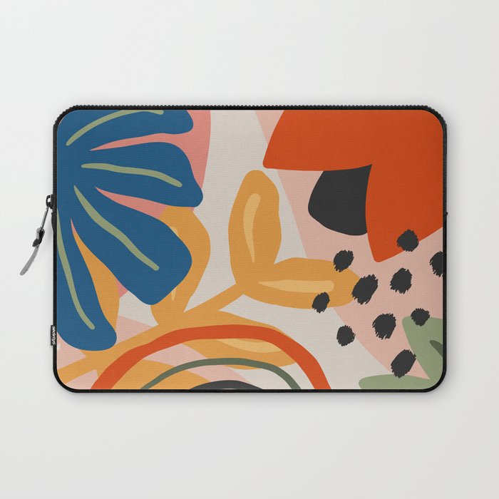 Flower Market Madrid, Abstract Retro Floral Print Laptop Sleeve Gallery Image 1