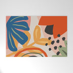 Flower Market Madrid, Abstract Retro Floral Print Welcome Mat Gallery Image 1
