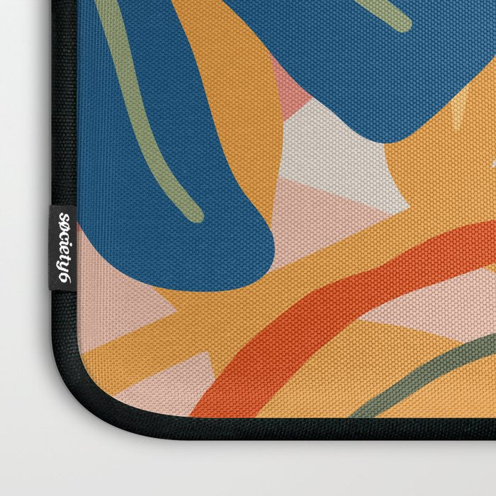 Flower Market Madrid, Abstract Retro Floral Print Laptop Sleeve Gallery Image 3