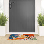 Flower Market Madrid, Abstract Retro Floral Print Welcome Mat Gallery Image 3