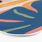 Flower Market Madrid, Abstract Retro Floral Print Bath Mat Gallery Image 3