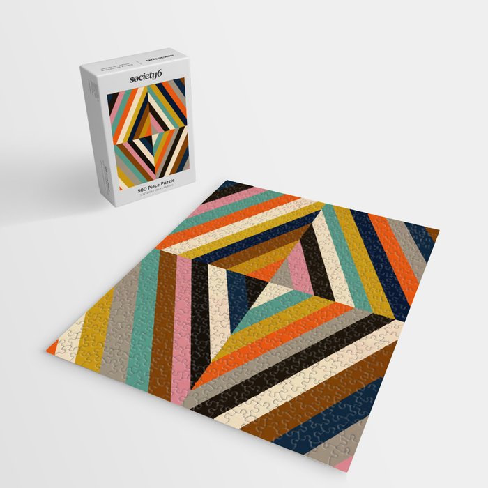Mid Century Geometric Pattern Technicolor Diamond  Jigsaw Puzzle Gallery Image 2