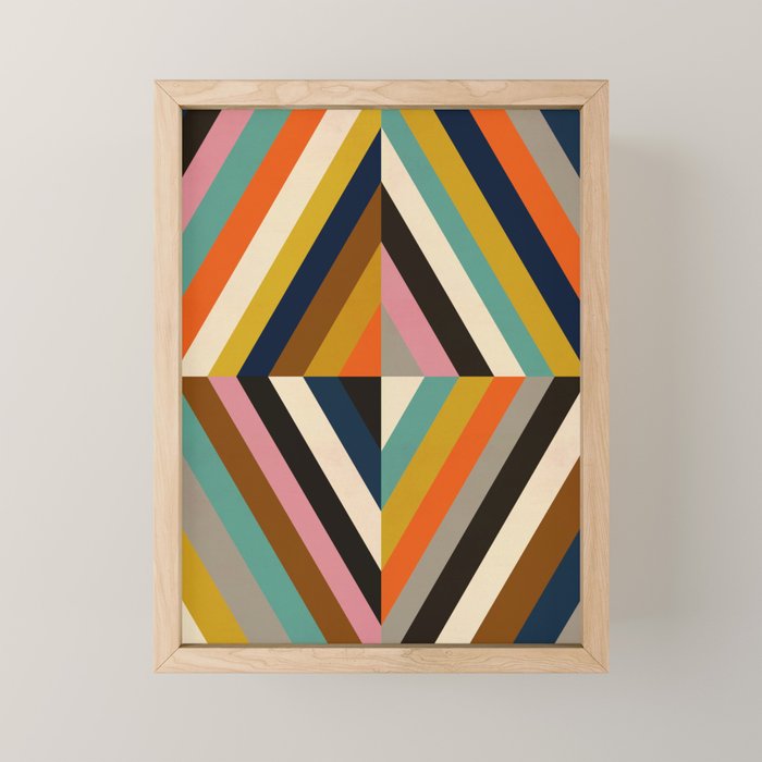Mid Century Geometric Pattern Technicolor Diamond  Mini Art Print Gallery Image 1