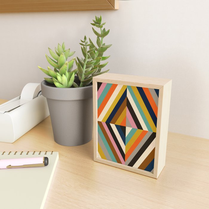 Mid Century Geometric Pattern Technicolor Diamond  Mini Art Print Gallery Image 2
