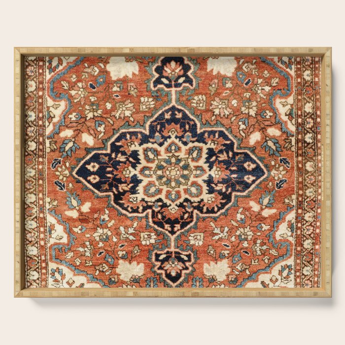 Sarouk Poshti Persian Rug Print Serving Tray Gallery Image 1