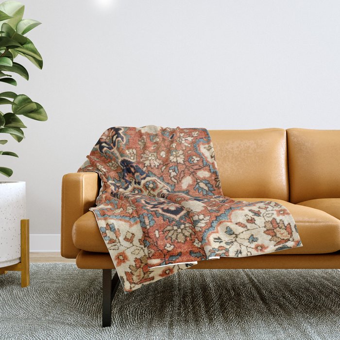 Sarouk Poshti Persian Rug Print Throw Blanket Gallery Image 1