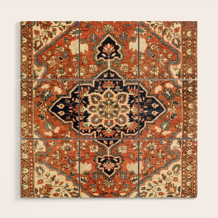Sarouk Poshti Persian Rug Print Wood Wall Art Gallery Image 1