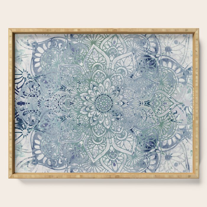 Yoga, Mandala, Green and Blue, Wall Art Boho Serving Tray Gallery Image 1