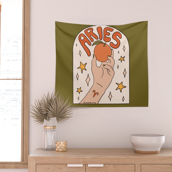 Aries Orange Wall Tapestry Gallery Image 2