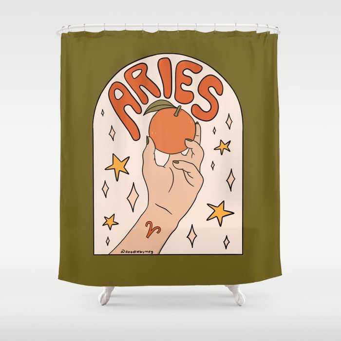 Aries Orange Shower Curtain Gallery Image 1