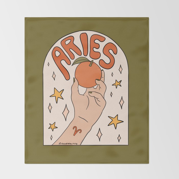 Aries Orange Throw Blanket Gallery Image 2