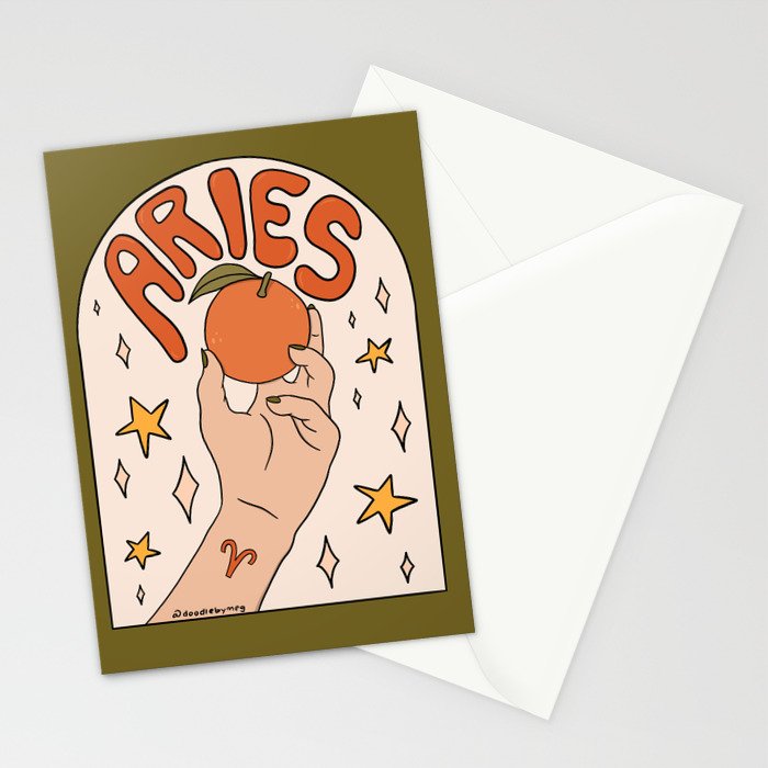 Aries Orange Stationery Card Gallery Image 2
