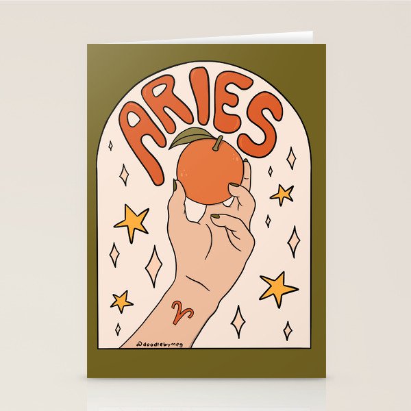 Aries Orange Stationery Card Gallery Image 2