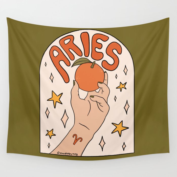 Aries Orange Wall Tapestry Gallery Image 1