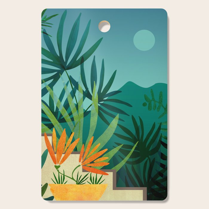 Tropical Moonlight Garden Landscape  Cutting Board Gallery Image 1