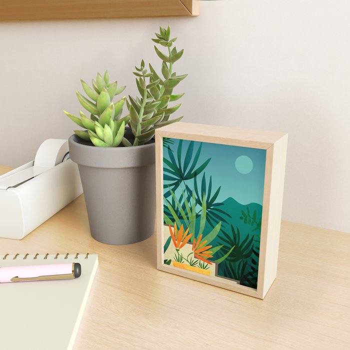 Tropical Moonlight Garden Landscape  Mini Art Print Gallery Image 2