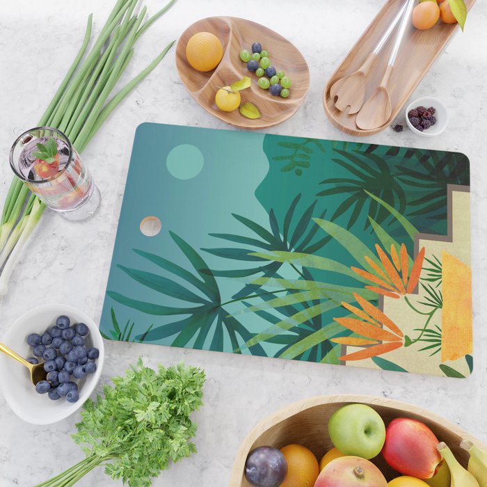 Tropical Moonlight Garden Landscape  Cutting Board Gallery Image 2