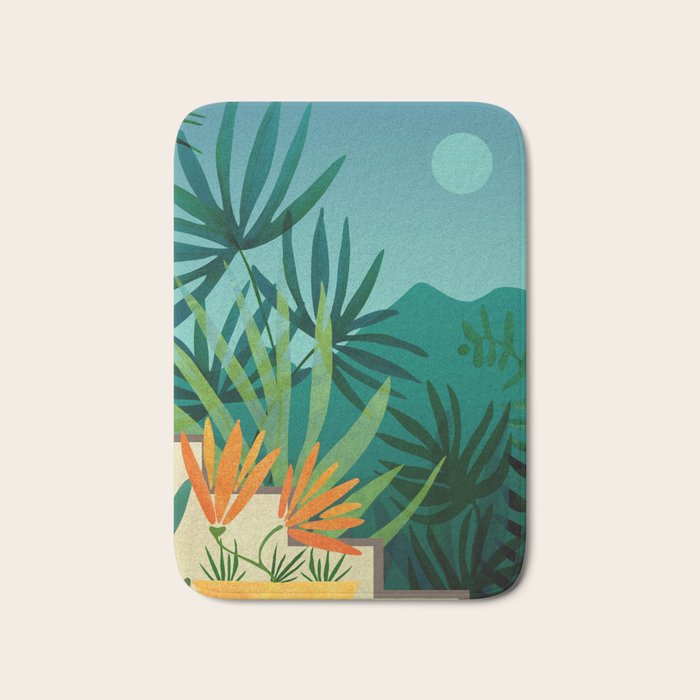 Tropical Moonlight Garden Landscape  Bath Mat Gallery Image 1