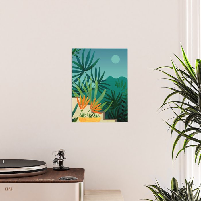 Tropical Moonlight Garden Landscape  Poster Gallery Image 2