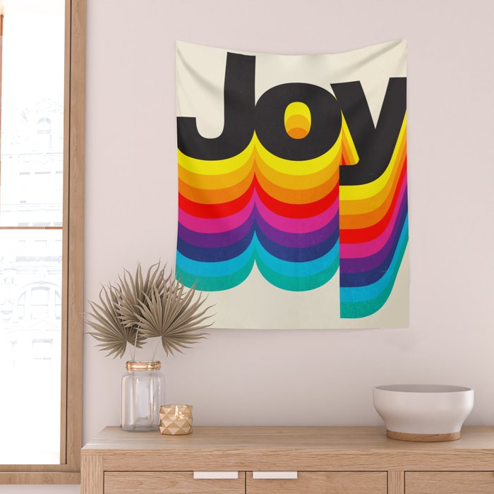 Joy: Retro Typography Edition Wall Tapestry Gallery Image 2