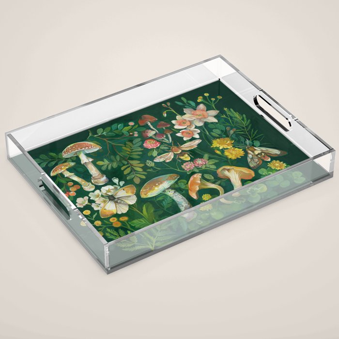 Mushrooms Dandelion Garden Acrylic Tray Gallery Image 1