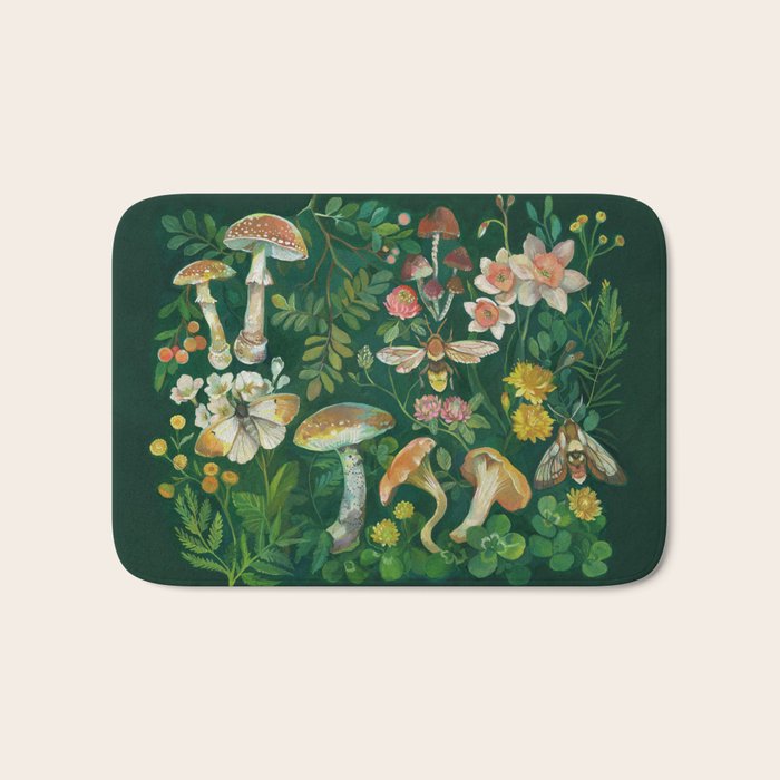 Mushrooms Dandelion Garden Bath Mat Gallery Image 1