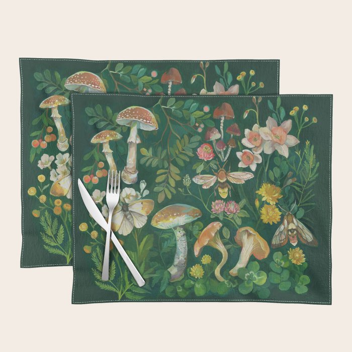 Mushrooms Dandelion Garden Placemat Gallery Image 1