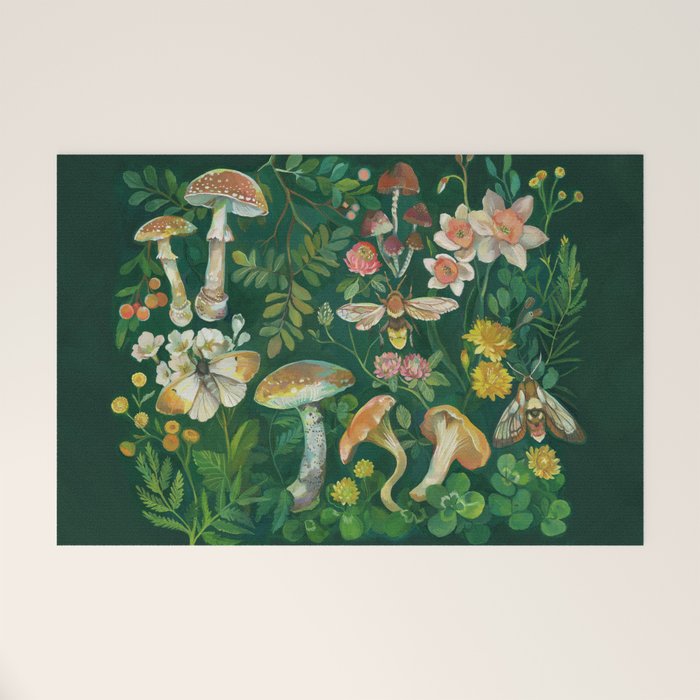 Mushrooms Dandelion Garden Welcome Mat Gallery Image 1
