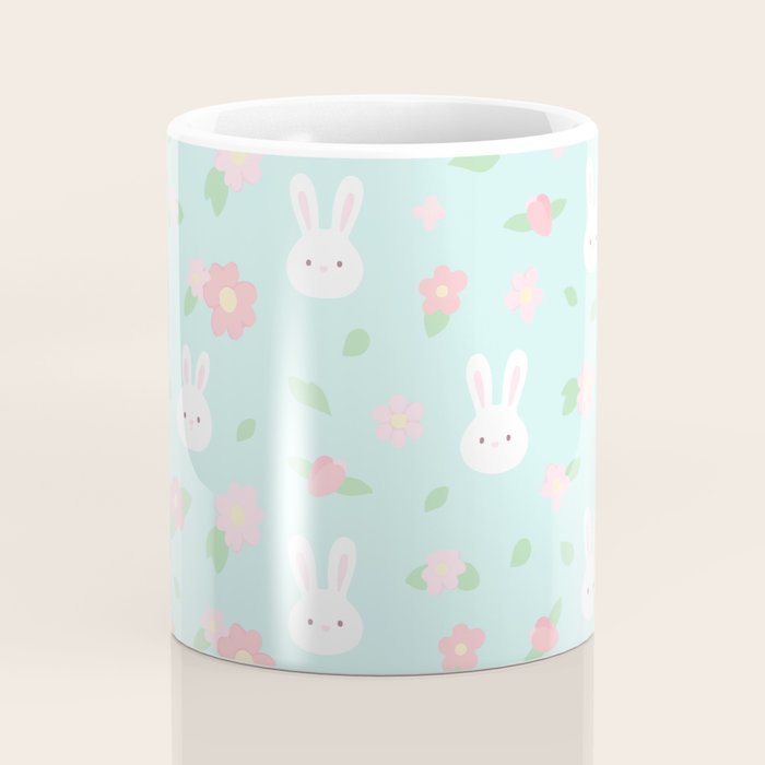 Cute rabbit bunny animal with spring flowers Coffee Mug Gallery Image 4