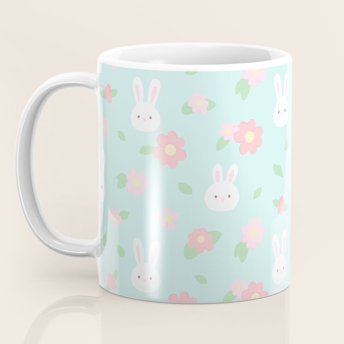 Cute rabbit bunny animal with spring flowers Coffee Mug Gallery Image 3