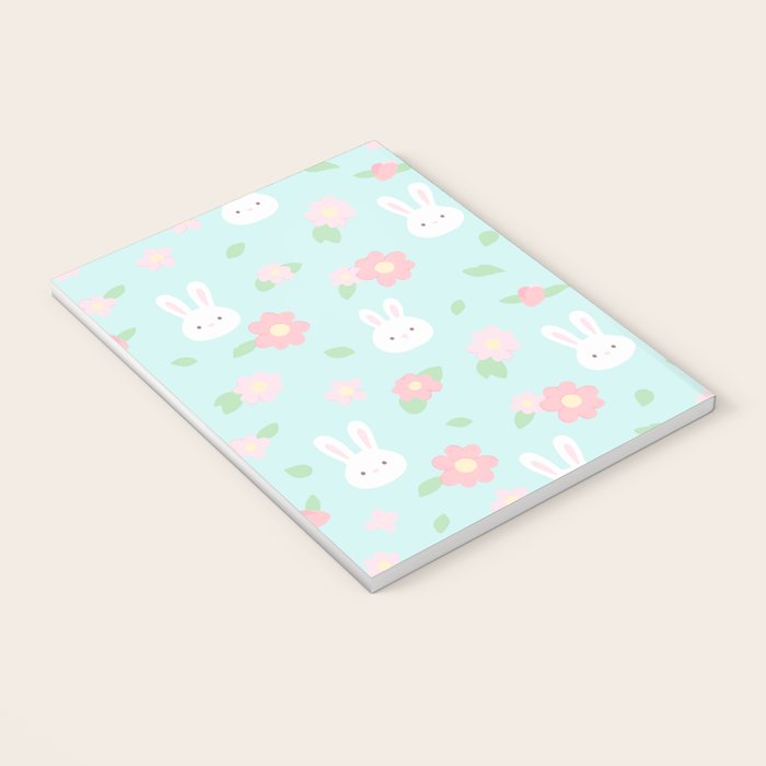 Cute rabbit bunny animal with spring flowers Notebook Gallery Image 3