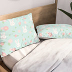 Cute rabbit bunny animal with spring flowers Pillow Sham Gallery Image 2