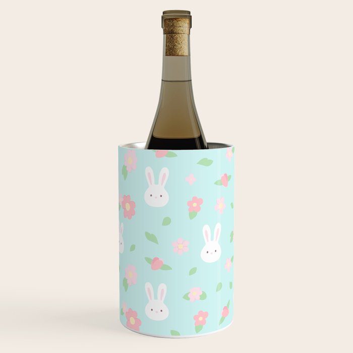 Cute rabbit bunny animal with spring flowers Wine Chiller Gallery Image 1