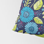 Turquoise Blue, Lime Green, Magenta & Navy Floral Pattern Pillow Sham Gallery Image 4