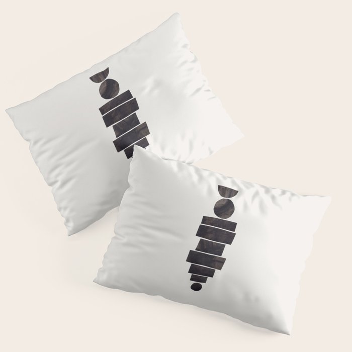 Black & White Minimalist Mid Century Paper collage Funky Black Ink Tribal Geometric by Ejaaz Haniff Pillow Sham Gallery Image 1