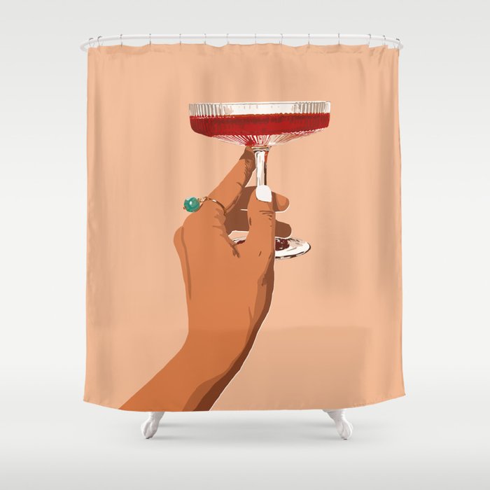 Cheers to Love, Laughter & Happily Ever After #painting #illustration Shower Curtain Gallery Image 1