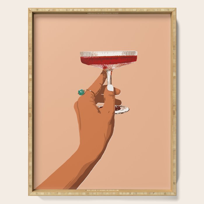 Cheers to Love, Laughter & Happily Ever After #painting #illustration Serving Tray Gallery Image 1
