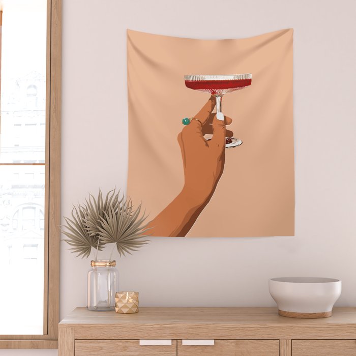 Cheers to Love, Laughter & Happily Ever After #painting #illustration Wall Tapestry Gallery Image 2