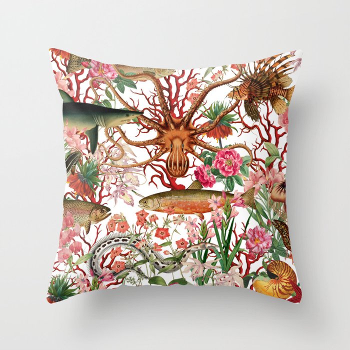 Floral Ocean Eden Throw Pillow Gallery Image 6